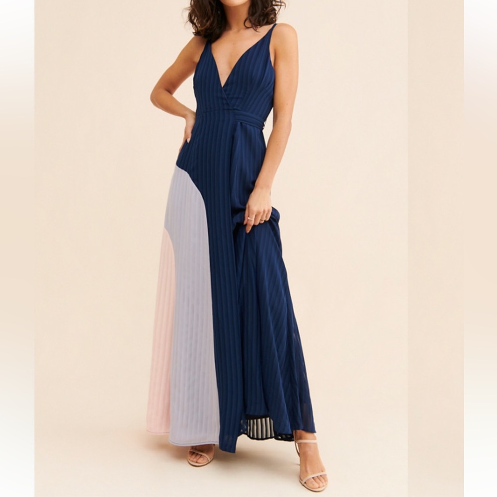 Hutch Anthropologie Colorblock Navy and Gray Maxi Dress - Women’s size 1X  Used
